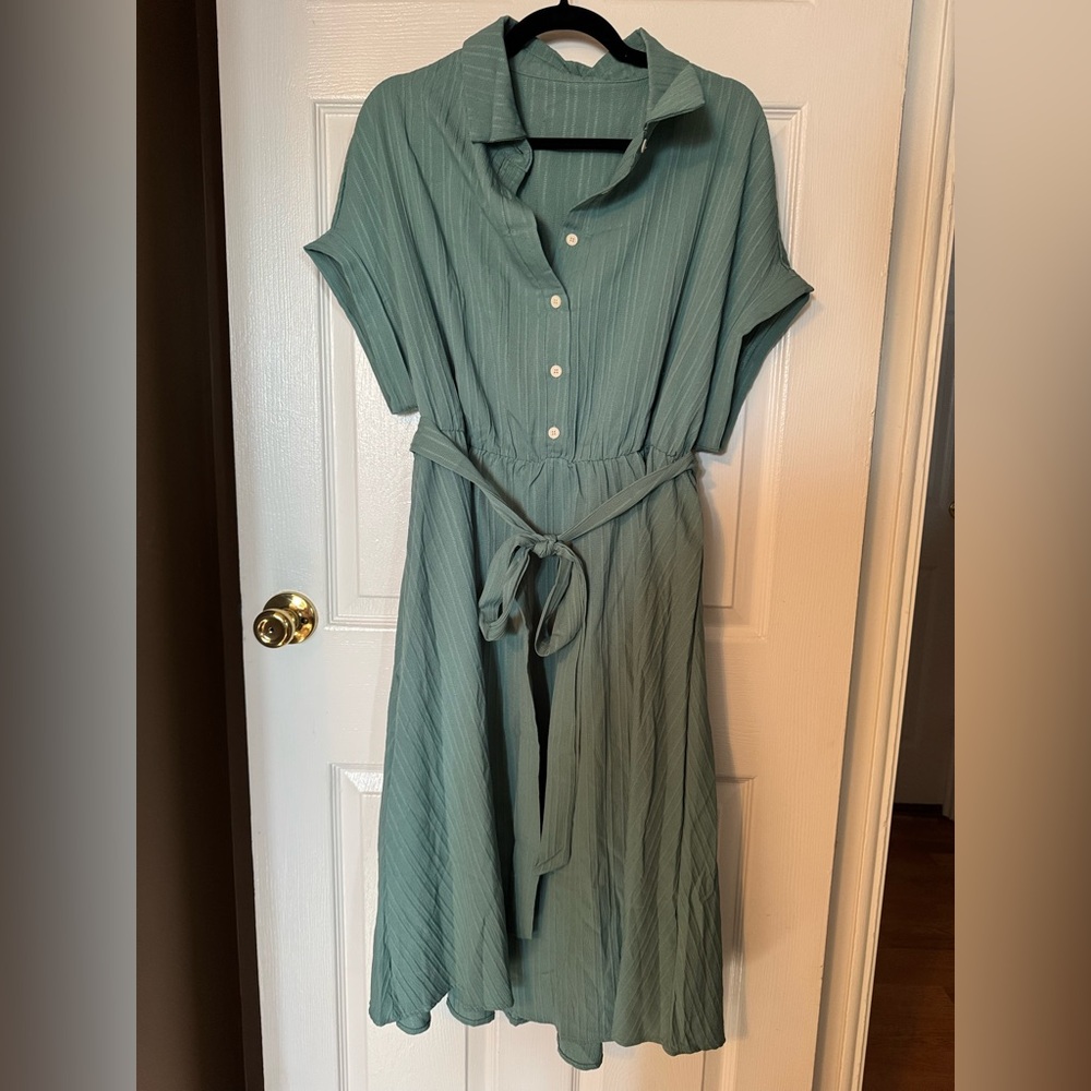 Mint green vintage style shirt dress